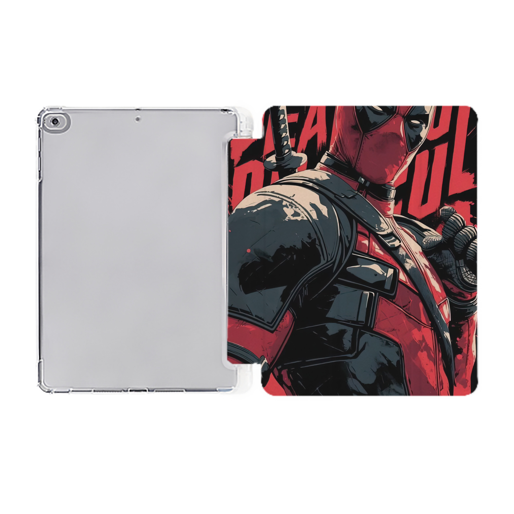（画像用） Deadpool デッドプール IPad ケース ペン収納付き 三つ折りスタンド PUレザー×シリコン 対応機種9.5/10.5/10.9インチ